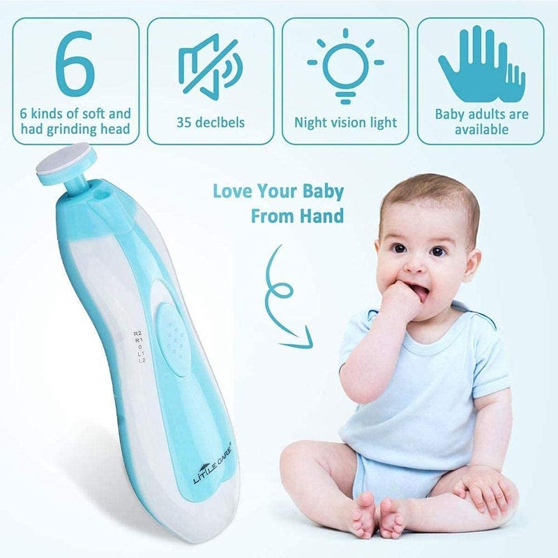 Whitecloud TRANSFORMING HOMES Electric Nail File Drill for Baby No Sharp Claws Hurt Manicure Pedicure Kit 6 in 1 Safety Cutter Trimmer for Toes 155X8X4CM Multicolor8115 - Image 4