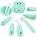 OPTSPTOY 9PCS Plastic Simulation Dentist Play Set Medical Kit Pretend Toy for Kids Hygienic Habbit Cultivation Role Play Game for Children 6 Colors PurplePinkYellowGreen Simple OPP Bag Packaging Green - Image 2