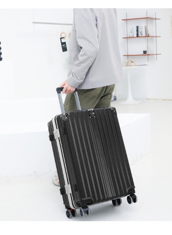 24" Travel Luggage Carry On Luggage with 360° Spinner Wheels, Aluminum Framed Carry On Suitcase with USB Charging Port Fashion Trolley Luggage (Black)  - Image 4