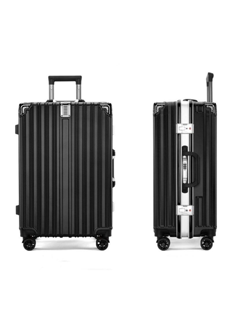 24" Travel Luggage Carry On Luggage with 360° Spinner Wheels, Aluminum Framed Carry On Suitcase with USB Charging Port Fashion Trolley Luggage (Black)  - Image 3