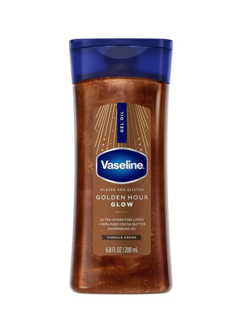 Vaseline Glazed & Glisten Golden Hour Body Gel Oil 200ml | Vanilla Cocoa Glow | Shimmering Body Oil | With Ultra-Hydrating Lipids & 100% Pure Cocoa Butter - Image 1