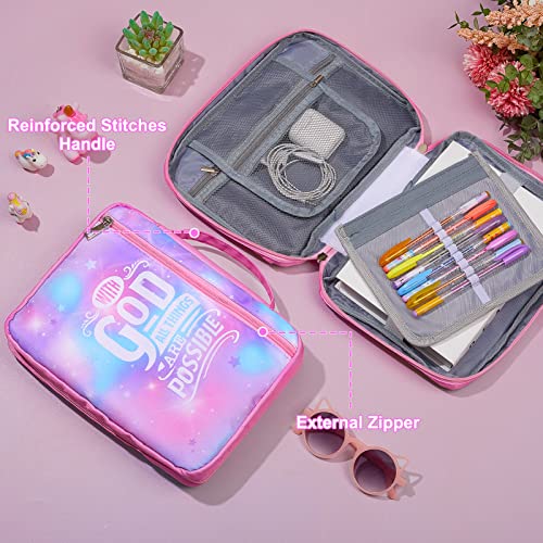 ICOSY Bible Cover Case for Women Girls Kids Bible Case Large Bible Tote Bag with Handle Bible Journaling Supplies for Kids Bible Cover for Bible Study Accessories Supplies - Image 3