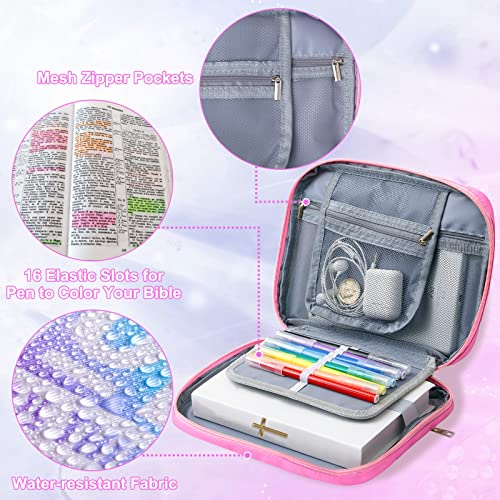 ICOSY Bible Cover Case for Women Girls Kids Bible Case Large Bible Tote Bag with Handle Bible Journaling Supplies for Kids Bible Cover for Bible Study Accessories Supplies - Image 5