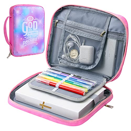 ICOSY Bible Cover Case for Women Girls Kids Bible Case Large Bible Tote Bag with Handle Bible Journaling Supplies for Kids Bible Cover for Bible Study Accessories Supplies - Image 2