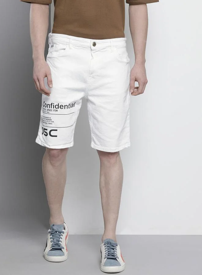 The Indian Garage Co Men Slim Fit Printed Denim Shorts