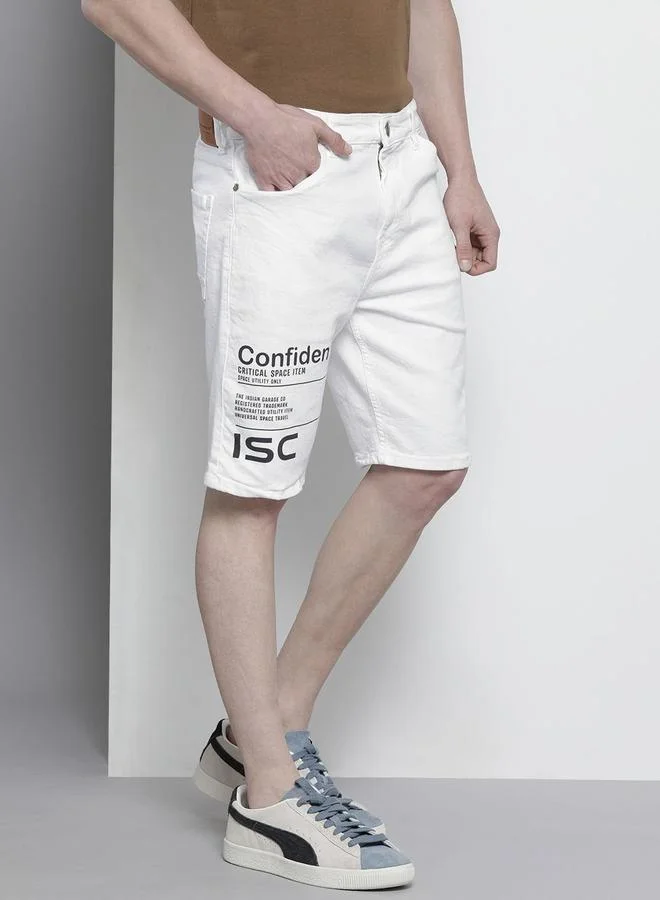 The Indian Garage Co Men Slim Fit Printed Denim Shorts