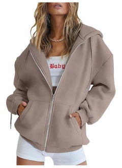 NIBEMINENT Women's Cute Hoodies Girls Fall Jackets Oversized Sweatshirts Casual Drawstring Zipper Hoodies with Pockets  - Image 1