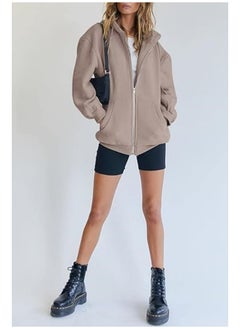 NIBEMINENT Women's Cute Hoodies Girls Fall Jackets Oversized Sweatshirts Casual Drawstring Zipper Hoodies with Pockets  - Image 4