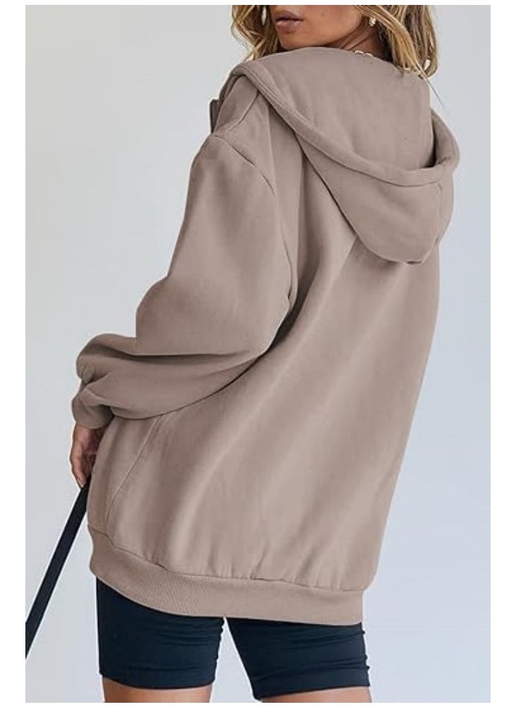 NIBEMINENT - Women's Cute Hoodies Girls Fall Jackets Oversized Sweatshirts Casual Drawstring Zipper Hoodies with Pockets - Image 1