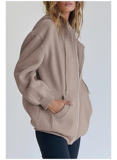 NIBEMINENT Women's Cute Hoodies Girls Fall Jackets Oversized Sweatshirts Casual Drawstring Zipper Hoodies with Pockets  - Image 2