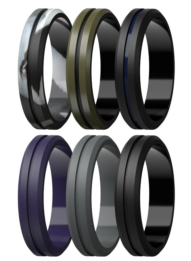 Egnaro Men's Silicone Ring 1/4/6 Multipack, Workout Travel Rubber Wedding Bands For Him, 8mm Width 2mm Thickness - Image 1