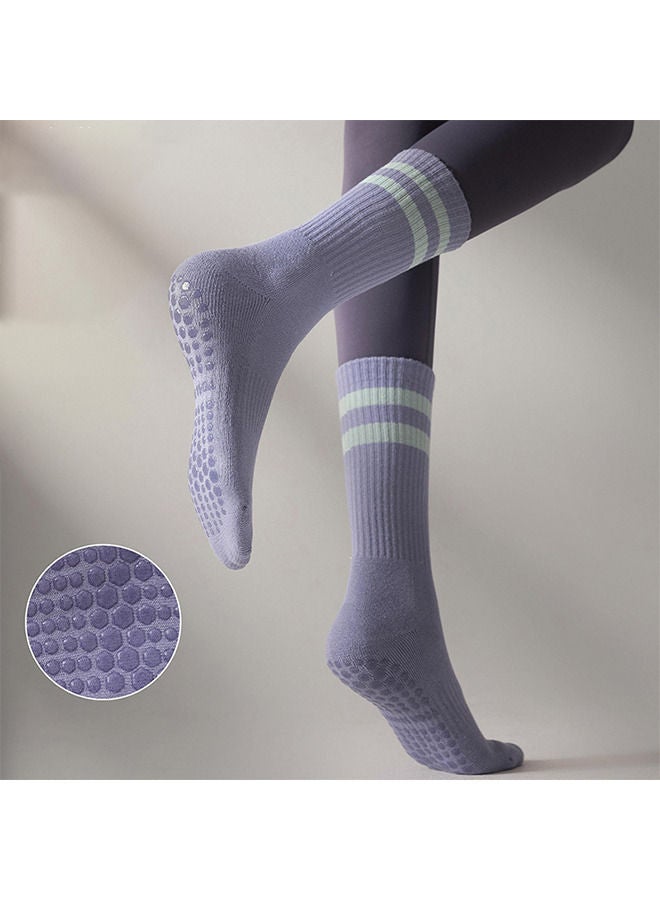 Depend Non Slip Socks Women Fashion All Season Socks Sports Casual Simple Striped Colors for Pilates Yoga Barre Ballet Dance Fitness Football Hospital Mid-Tube Socks Free Size 3-Pair - Image 2