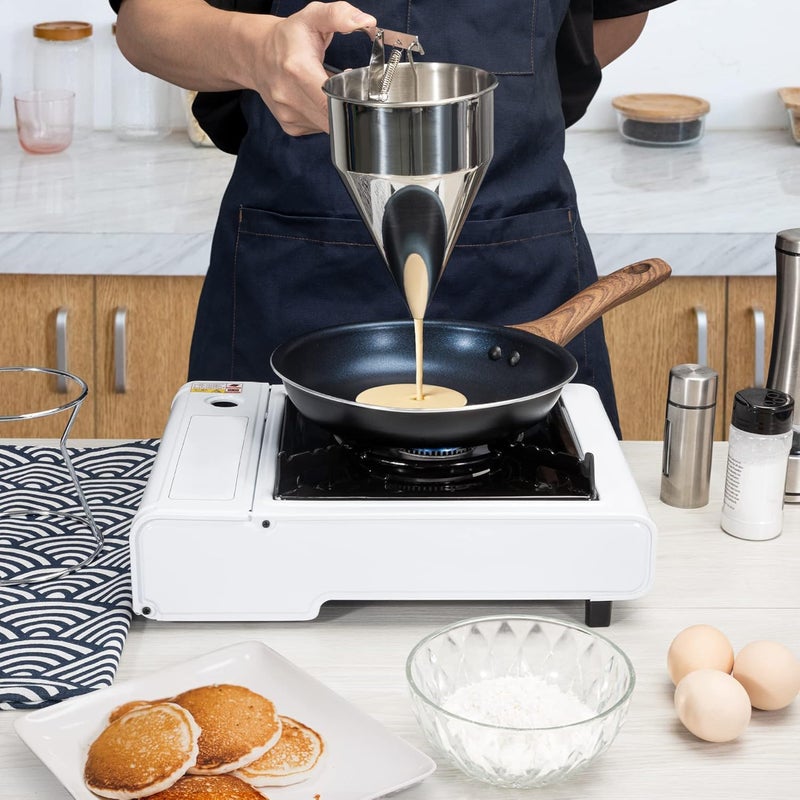 HIYON HIYON Stainless Steel Pancake Batter Dispenser Funnel Dispenser with Stand for Takoyaki and Baking  - Image 3