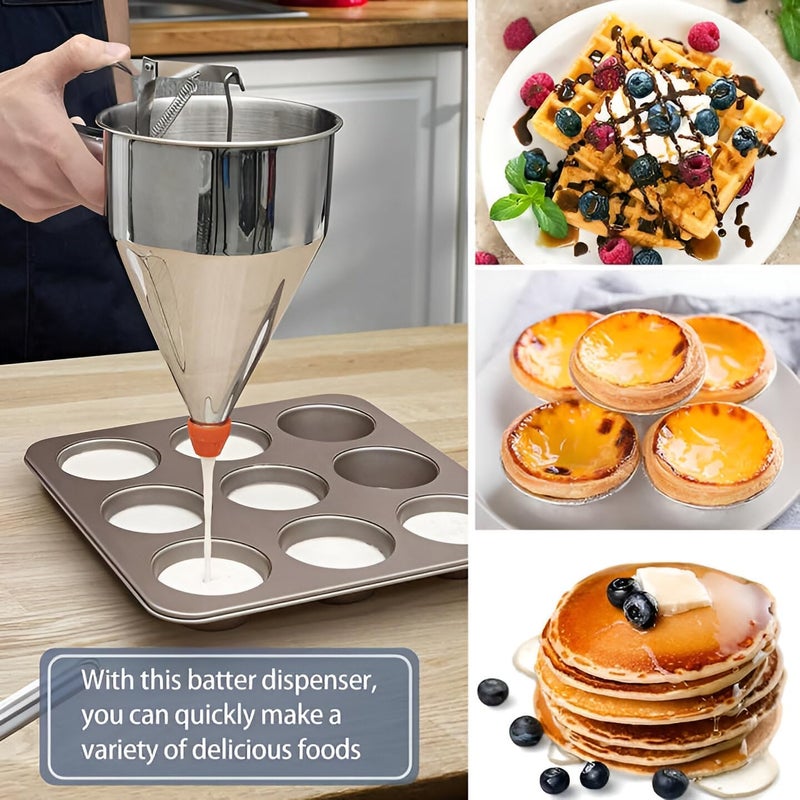 HIYON HIYON Stainless Steel Pancake Batter Dispenser Funnel Dispenser with Stand for Takoyaki and Baking  - Image 2