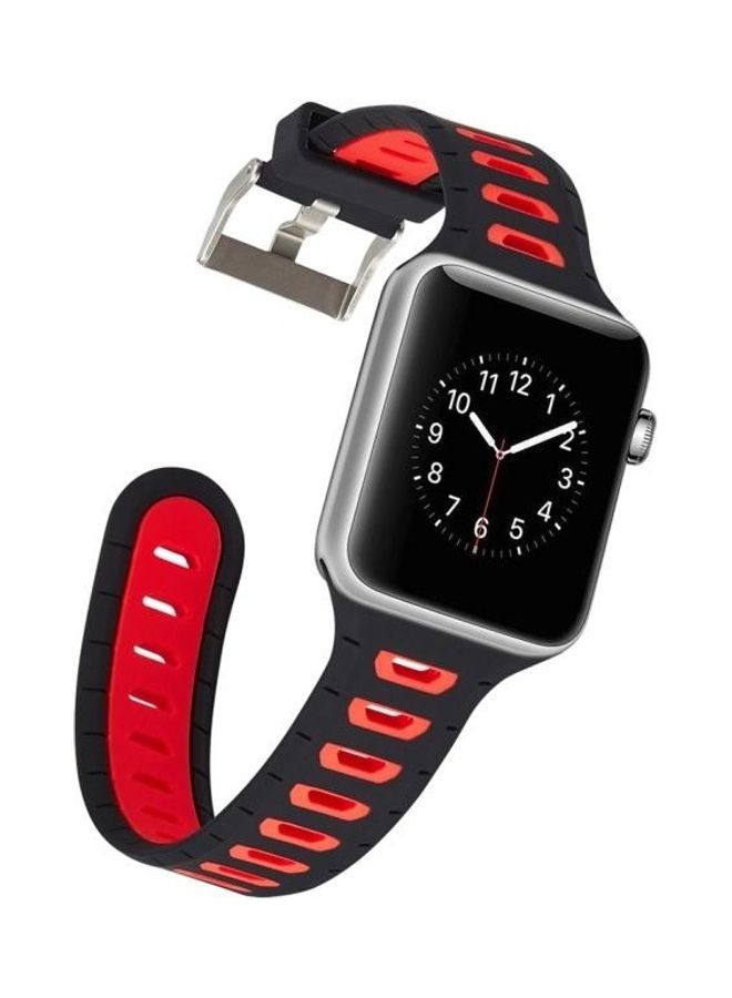 نيبمينينت سوار ساعة بديل بتصميم تراثي لساعة أبل سيريس 1/ 2/ 3 مقاس 38 مم أسود/أحمر - Image 3