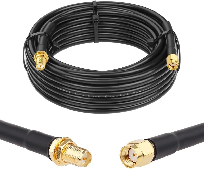 XRDS -RF RP-SMA Male to RP-SMA Female Cable 20ft, Low Loss RG58 RP-SMA Cable WiFi Antenna Extension Coax Cable for WiFi LAN Router Wireless Network Card Adapter - Image 1