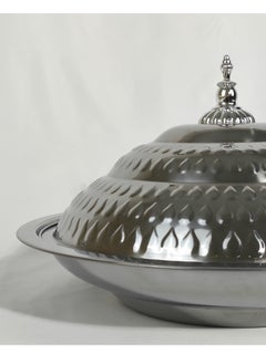 HTH Multipurpose Use Water Drop Pattern Stainless Steel Round Serving Tray with Dome Lid Hotel Buffet Plate Restaurant Tableware Banquet Food Plate 30/35/40/45/50/55 cm  - Image 5