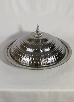 HTH Multipurpose Use Water Drop Pattern Stainless Steel Round Serving Tray with Dome Lid Hotel Buffet Plate Restaurant Tableware Banquet Food Plate 30/35/40/45/50/55 cm  - Image 2