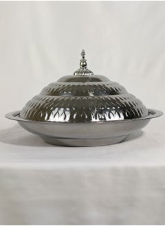 HTH Multipurpose Use Water Drop Pattern Stainless Steel Round Serving Tray with Dome Lid Hotel Buffet Plate Restaurant Tableware Banquet Food Plate 30/35/40/45/50/55 cm  - Image 1