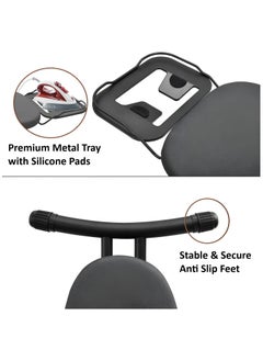ESSENTIALS 360 Strong 110x30cm Wobble Free Ironing Board , Adjustable Height, Foldable with Jumbo Slicone Paded Iron Rest, Heavy Duty 32mm and 25mm Metal Frame , Space-Saving for Home, Laundry Room, Dorm Use – Black  - Image 4