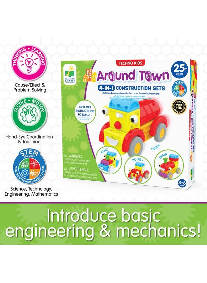 THE LEARNING JOURNEY The Learning Journey: Techno Kids 4-in-1 Around Town - Kids Moblie Vehicles Construction Combo Set - Interlocking - Interchangeable STEM Toy Gear Sets for Children Preschool- Ages 3 Years and Up  - Image 4