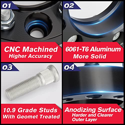 KSP PERFORMANCE فواصل عجلات KSP 6x135 لفورد F150، فاصل عجلات مركزي بسمك 2 بوصة لفورد F-150 من 2004-2005-2014، إكسبيديشن 2003-2014، نافيجيتور 2005-2014، مارك LT، بسمك 50.8 مم مع مسامير M14x2 وفتحة محور 87.1 مم، أسود 4 قطع - Image 4