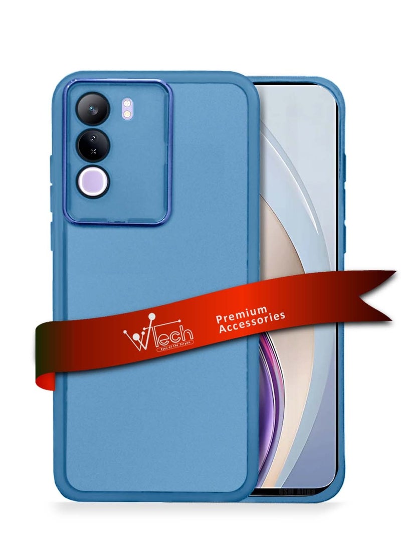 Wtech vivo V40 Lite (IDN) 5G 2024 Soft Transparent TPU Silicone Ultra Thin Phone Stylish Electroplated Camera Border Back Case Cover - Blue - Image 1