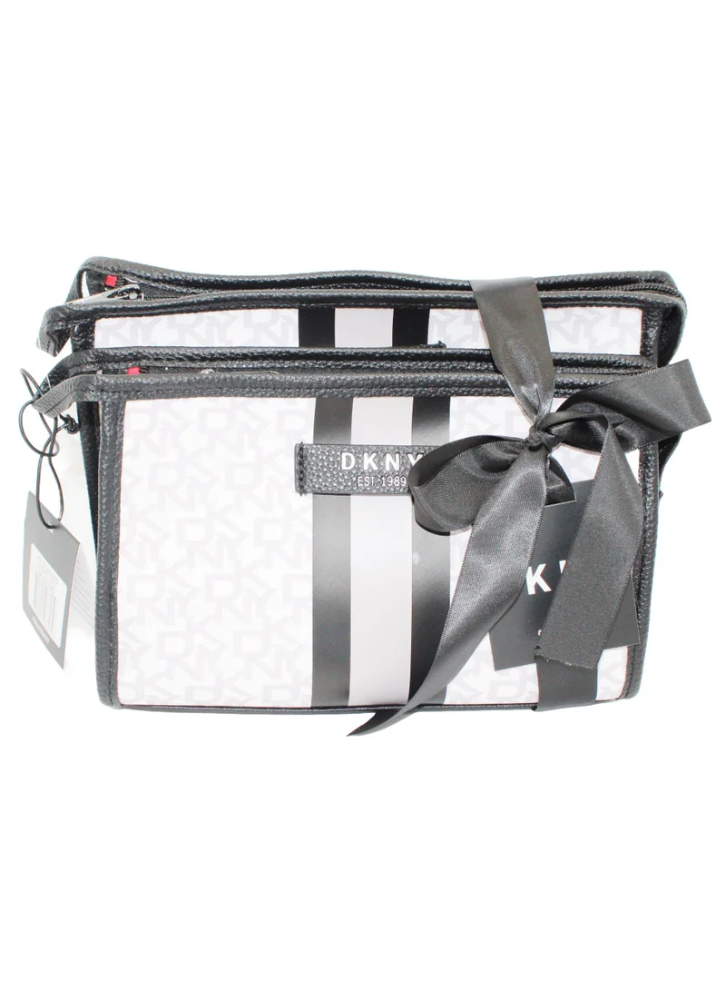 DKNY DKNY Signature Stripe 2.0 T Stand Cosmetic Bag, Travel Make up Bag Small, Small Lightweight Cosmetic Bag Storage Bag, Small Makeup Bag, Travel Toiletry Bag