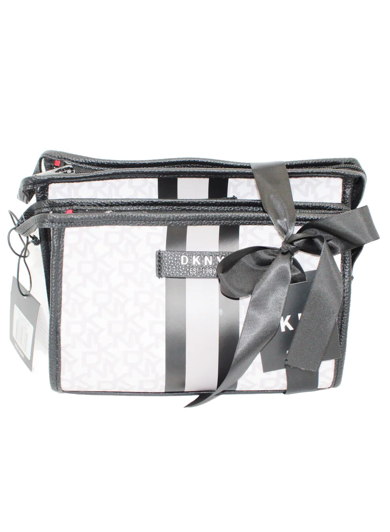 DKNY DKNY Signature Stripe 2.0 T Stand Cosmetic Bag, Travel Make up Bag Small, Small Lightweight Cosmetic Bag Storage Bag, Small Makeup Bag, Travel Toiletry Bag