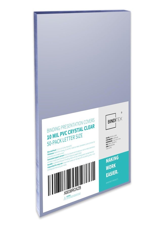 Binditek 50 Pack 10 Mil PVC Binding Presentation Covers, 8.5 x 11 Inches, Letter Size, Square Corners, Un-Punched, Office Supplies - Image 1