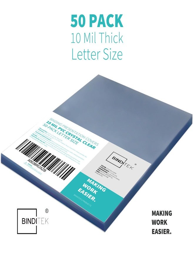 Binditek 50 Pack 10 Mil PVC Binding Presentation Covers, 8.5 x 11 Inches, Letter Size, Square Corners, Un-Punched, Office Supplies - Image 2