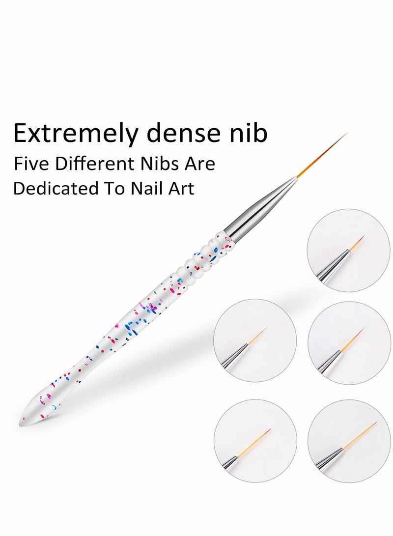 5Pcs Nail Art Liner Brushes Set - Professional Gel Polish Painting Tools for Salon & DIY Manicure at Home (Sizes: 7/9/11/15/20mm) - Image 5