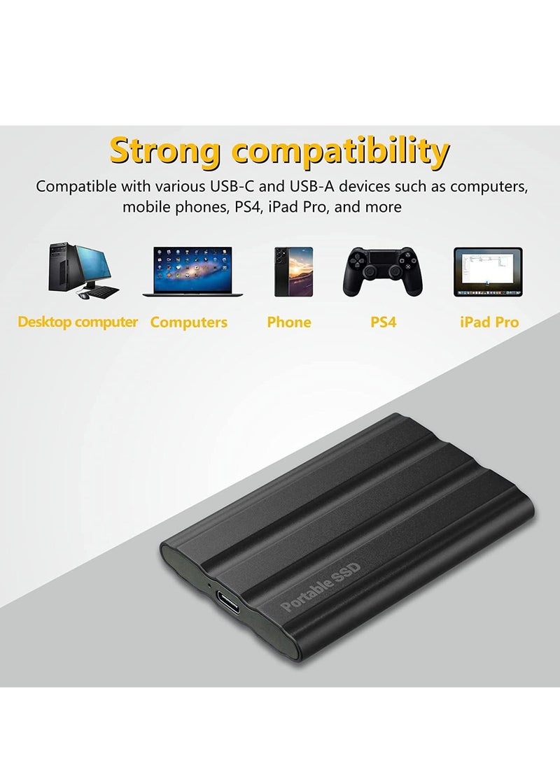 External Hard Drive, External Portable SSD, Computer Hard Drives, Ultra Slim USB 3.1 Type-C with USB-A, Easy to Carry Black - Image 4