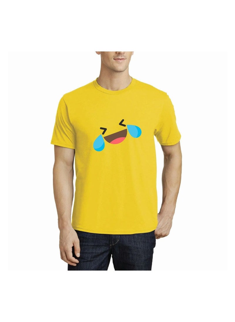 PRINTSHOP4ME - Adult Yellow Smiley Face T-Shirt Unisex Round Neck Short Sleeve Cotton T-Shirt-Soft And Comfortable Tshirt - Image 1