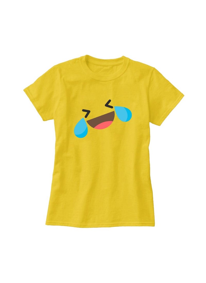 PRINTSHOP4ME - Adult Yellow Smiley Face T-Shirt Unisex Round Neck Short Sleeve Cotton T-Shirt-Soft And Comfortable Tshirt - Image 1