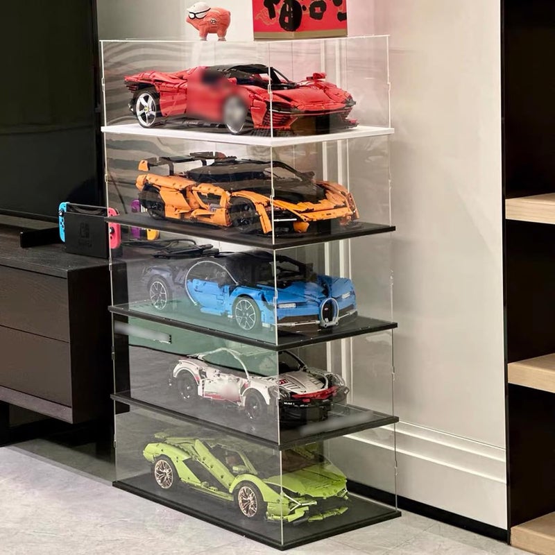 إليبيور حاوية عرض أكريليك 3 مم للمجموعات لـ Lego 42172 McLaren P1 42143 Ferrari SP3 42156 42096 42115 42083 سيارة نموذجية 1:8، صناديق عرض بلاكسجلاس شفافة سميكة، داخلية بيضاء 60 × 30 × 20 سم - Image 4