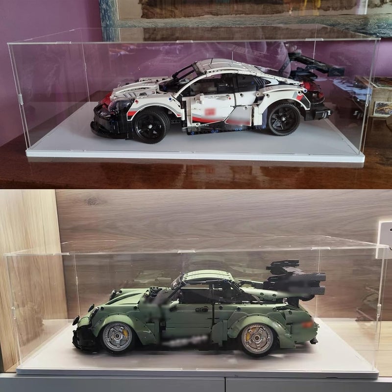 إليبيور حاوية عرض أكريليك 3 مم للمجموعات لـ Lego 42172 McLaren P1 42143 Ferrari SP3 42156 42096 42115 42083 سيارة نموذجية 1:8، صناديق عرض بلاكسجلاس شفافة سميكة، داخلية بيضاء 60 × 30 × 20 سم - Image 3