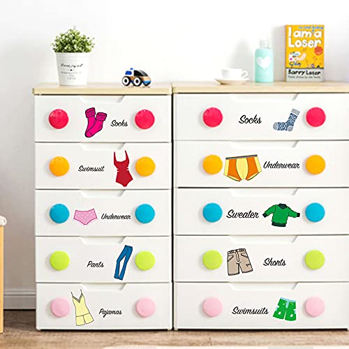 Easma Dresser Clothing Decal Boy Clothes Labels Girl Dresser Labels Girl Decals for Bedroom Wardrobe Stickers Removable Peel and Stick Decals Drawer Organizing Stickers - Image 1