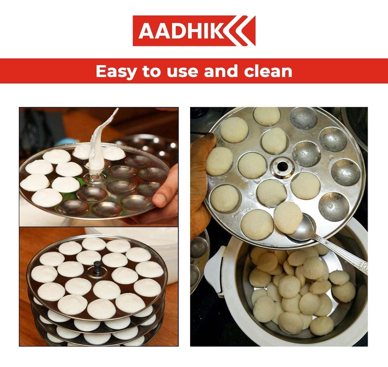 AADHIK Idli Plate 54 Mini Idli 3 Plate Set Non Stick Idly Plates Premium Idli Maker Fits in All Idli Makers Cookers - Image 5