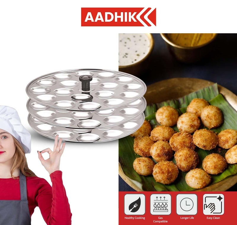 AADHIK Idli Plate 54 Mini Idli 3 Plate Set Non Stick Idly Plates Premium Idli Maker Fits in All Idli Makers Cookers - Image 3
