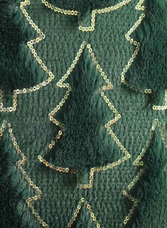 4TH Emotion Christmas Tree Decorative Pillow Covers 18x18 Set of 2, Green Soft Plush Faux Fur Farmhouse Throw Cushion Cases for Xmas Winter Holiday Home Decorations - Image 2