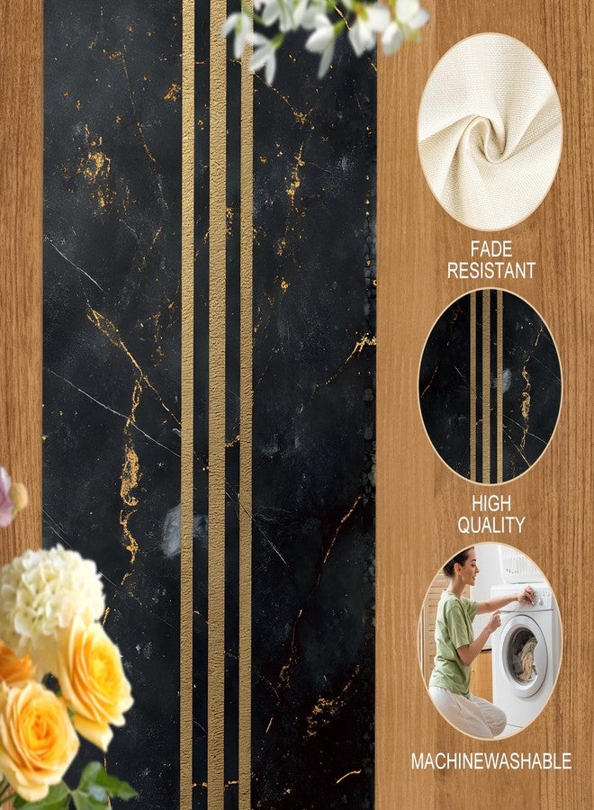 THISFIND Vintage Gold Table Runner and Placemats Set of 6, Dark Background with Golden Patterns Luxury Linen Table Decor for Formal Dining - Image 4