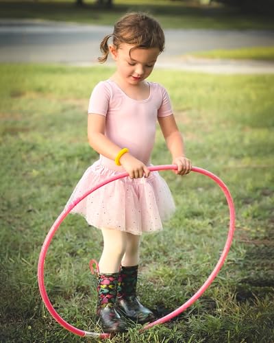 Stelle ستيل فساتين الباليه للبنات مجموعة ملابس الرقص للأطفال مع تنورة توتو لامعة وجوارب باليه وردية، 90 - Image 3