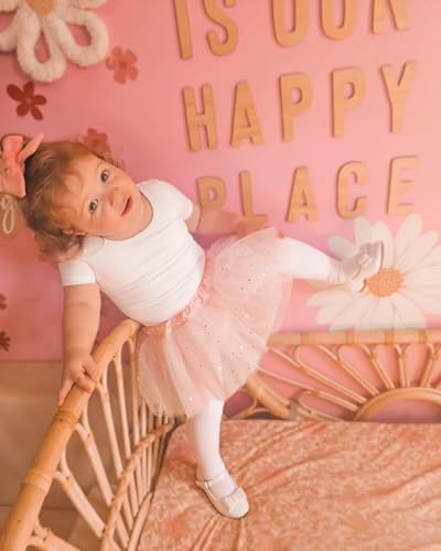 Stelle ستيل فساتين الباليه للبنات مجموعة ملابس الرقص للأطفال مع تنورة توتو لامعة وجوارب باليه وردية، 90 - Image 2