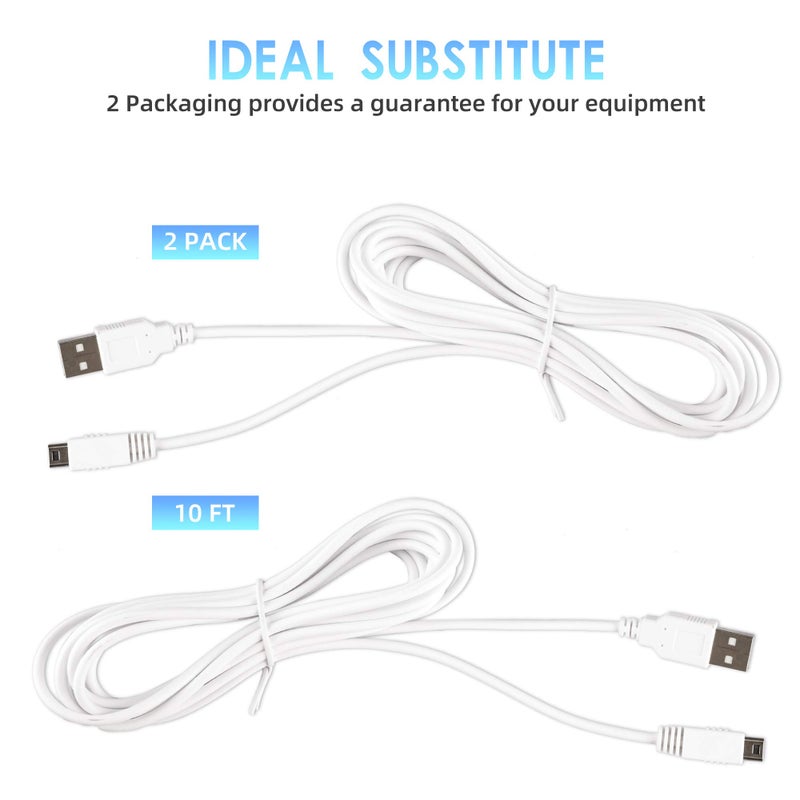Xahpower 2Pack 10FT Charger Cable for Wii U Gamepad, AC Power Adapter Charger Cord for Nintendo Wii U Gamepad Remote Controller - Image 3