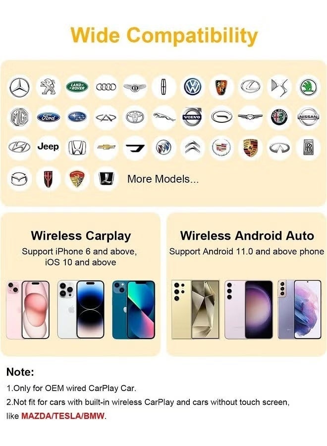 Digisand Wireless CarPlay AI box Adaptor and Android Auto Wireless Adaptor - Magic Link CarPlay Ai Box-Support YouTube/TF Card/U Disk for Wired to Wireless CarPlay Dongle for Wired CarPlay Cars Plug & Play - Image 5