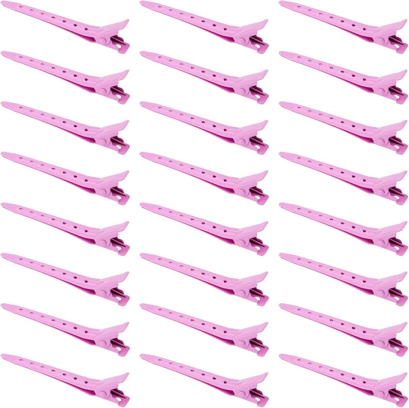 Bantoye 24 Packs Duck Bill Clips, 2.75 Inches Rustproof Metal Alligator Curl Clips with Holes for Hair Styling, Hair Coloring, Pink - Image 1