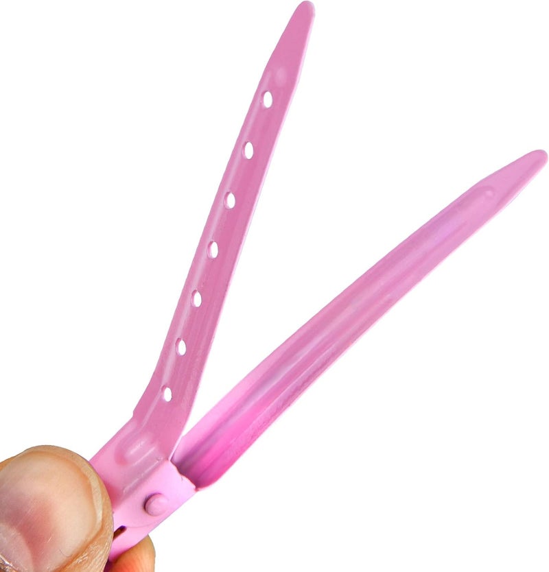 Bantoye 24 Packs Duck Bill Clips, 2.75 Inches Rustproof Metal Alligator Curl Clips with Holes for Hair Styling, Hair Coloring, Pink - Image 4
