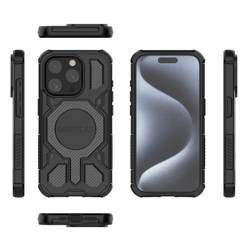 BIBERCAS For Iphone 15 Pro Real Color Series Magsafe Shockproof Phone Case(Black) - Image 2