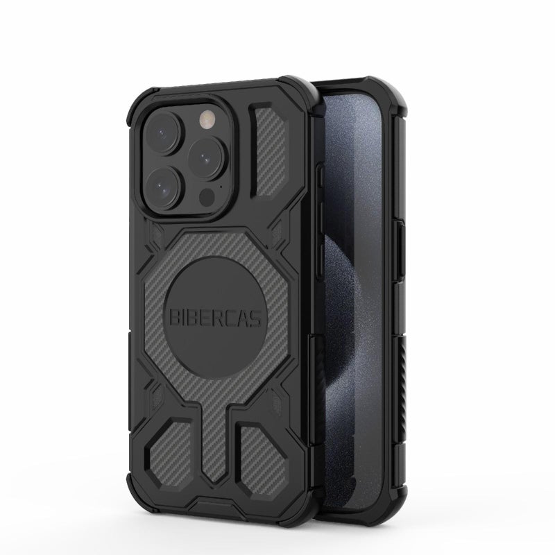 BIBERCAS For Iphone 15 Pro Real Color Series Magsafe Shockproof Phone Case(Black) - Image 1